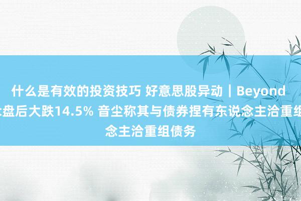 什么是有效的投资技巧 好意思股异动｜Beyond Meat盘后大跌14.5% 音尘称其与债券捏有东说念主洽重组债务