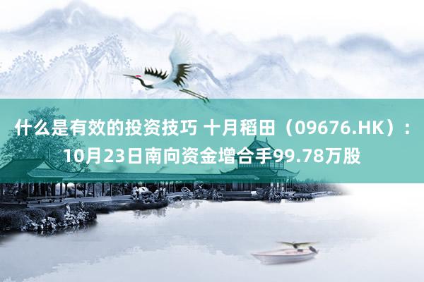 什么是有效的投资技巧 十月稻田（09676.HK）：10月23日南向资金增合手99.78万股