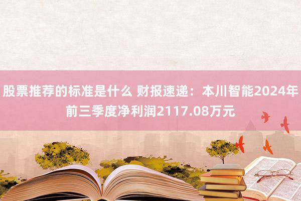 股票推荐的标准是什么 财报速递：本川智能2024年前三季度净利润2117.08万元