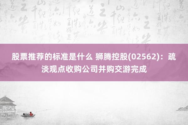 股票推荐的标准是什么 狮腾控股(02562)：疏淡观点收购公司并购交游完成