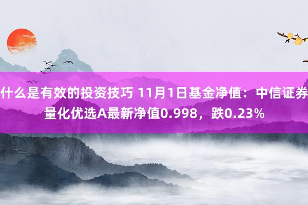 什么是有效的投资技巧 11月1日基金净值：中信证券量化优选A最新净值0.998，跌0.23%