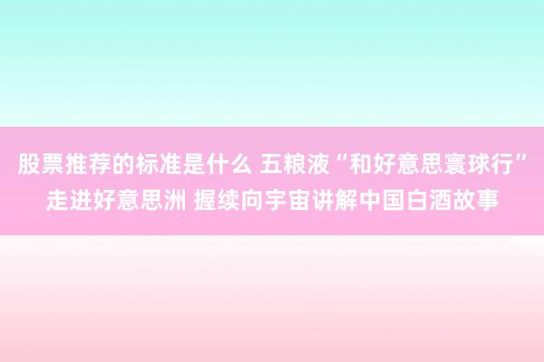 股票推荐的标准是什么 五粮液“和好意思寰球行”走进好意思洲 握续向宇宙讲解中国白酒故事