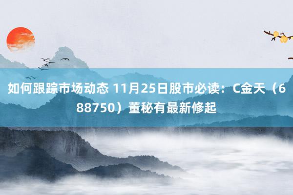 如何跟踪市场动态 11月25日股市必读：C金天（688750）董秘有最新修起