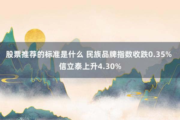 股票推荐的标准是什么 民族品牌指数收跌0.35% 信立泰上升4.30%