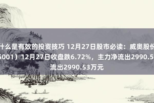 什么是有效的投资技巧 12月27日股市必读：威奥股份（605001）12月27日收盘跌6.72%，主力净流出2990.53万元