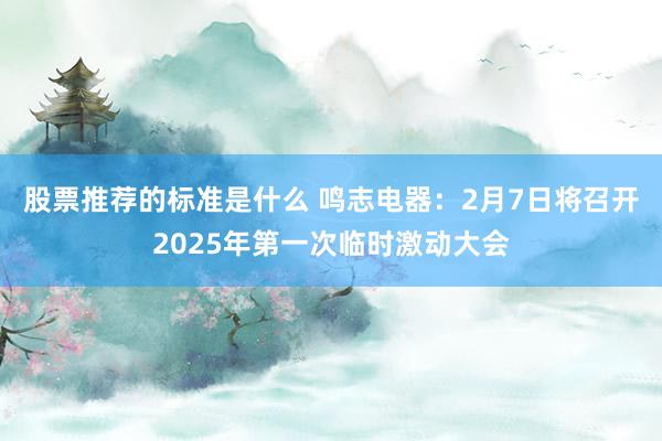 股票推荐的标准是什么 鸣志电器：2月7日将召开2025年第一次临时激动大会