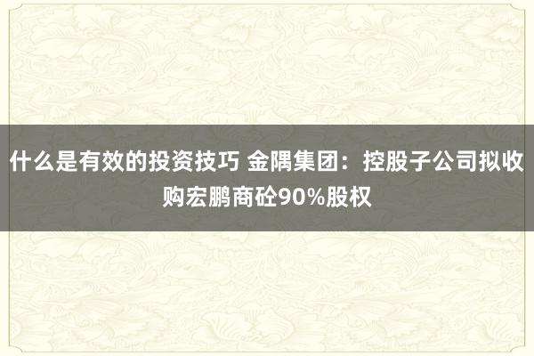 什么是有效的投资技巧 金隅集团：控股子公司拟收购宏鹏商砼90%股权