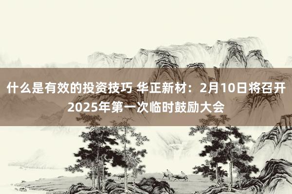 什么是有效的投资技巧 华正新材：2月10日将召开2025年第一次临时鼓励大会