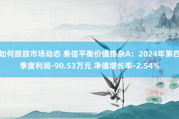 如何跟踪市场动态 泰信平衡价值搀杂A：2024年第四季度利润-90.53万元 净值增长率-2.54%