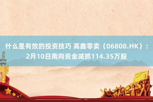 什么是有效的投资技巧 高鑫零卖（06808.HK）：2月10日南向资金减抓114.35万股