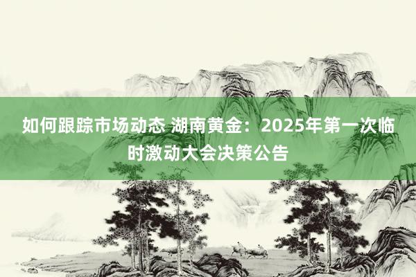 如何跟踪市场动态 湖南黄金：2025年第一次临时激动大会决策公告