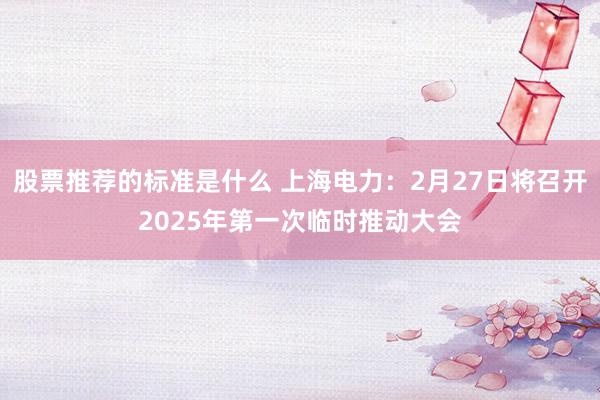 股票推荐的标准是什么 上海电力：2月27日将召开2025年第一次临时推动大会