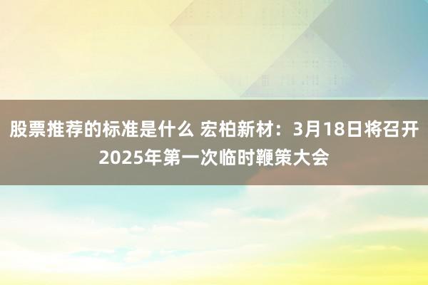 股票推荐的标准是什么 宏柏新材：3月18日将召开2025年第一次临时鞭策大会