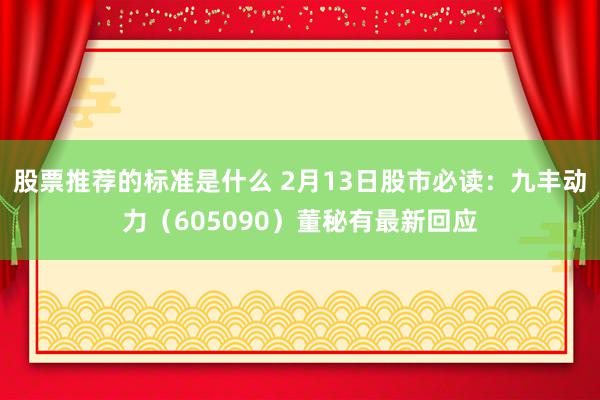 股票推荐的标准是什么 2月13日股市必读：九丰动力（605090）董秘有最新回应