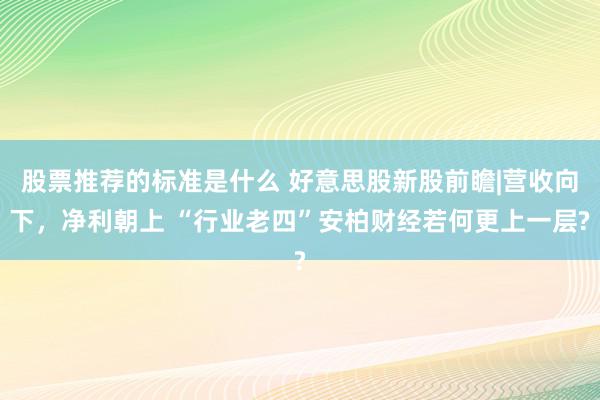 股票推荐的标准是什么 好意思股新股前瞻|营收向下，净利朝上 “行业老四”安柏财经若何更上一层?