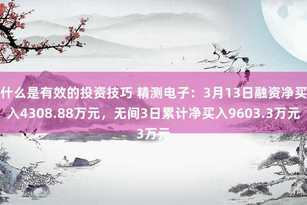 什么是有效的投资技巧 精测电子：3月13日融资净买入4308.88万元，无间3日累计净买入9603.3万元