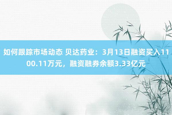 如何跟踪市场动态 贝达药业：3月13日融资买入1100.11万元，融资融券余额3.33亿元