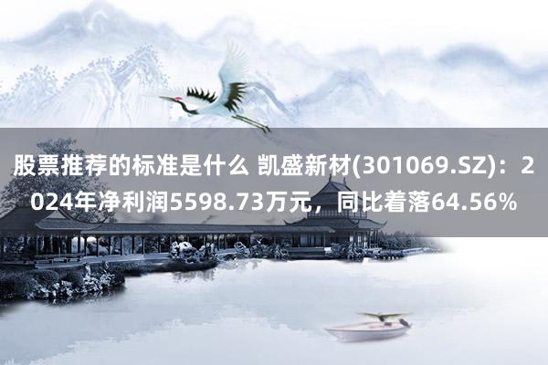 股票推荐的标准是什么 凯盛新材(301069.SZ)：2024年净利润5598.73万元，同比着落64.56%