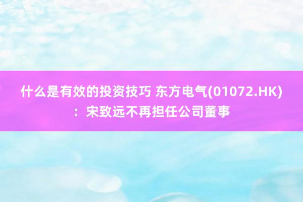 什么是有效的投资技巧 东方电气(01072.HK)：宋致远不再担任公司董事